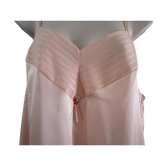 Orweco Frocks Vintage Peach Polyester Satin Stripe Accent Chemise Ladies S GUC - Picture 7 of 16